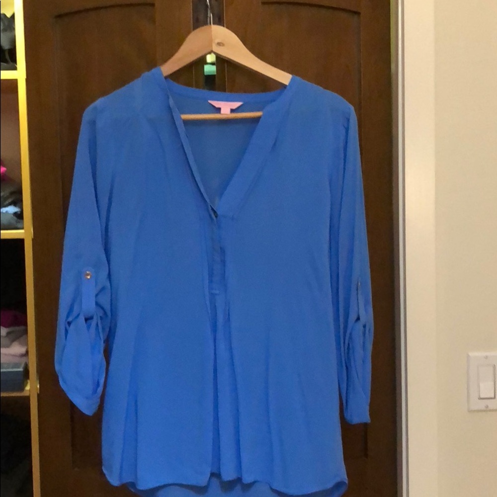 Lilly Pulitzer Bay Blue Rayon Shirt
